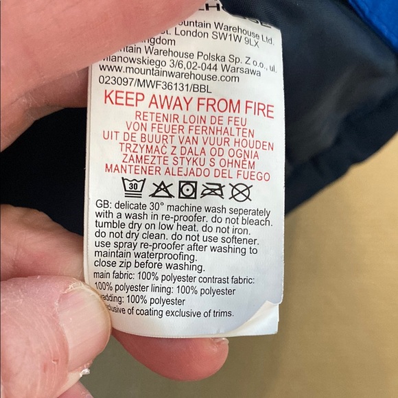 Blue Kids Ski Jacket with Hood - Picture 5 of 5